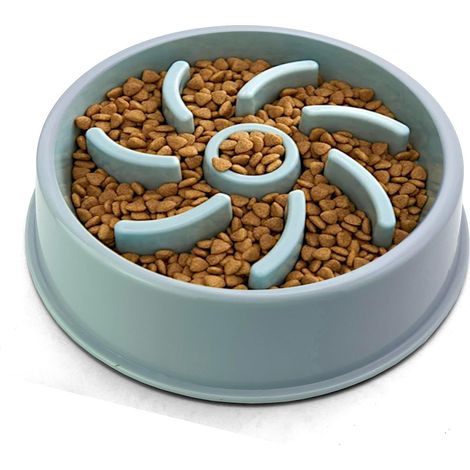 Gamelle pour chien Slow Food, design vortex en plastique, base antidérapante (bleue)