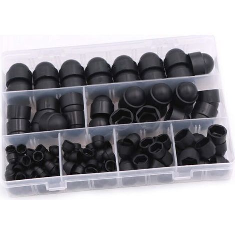 Kit de 145 pièces cache vis et écrous de protection – 6 tailles M4 à M12 – Plastique et caoutchouc – Pour machines et meubles (1/4)