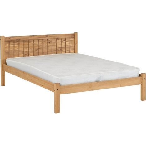 Maya 4 Feet 6 Inches Bed Frame - L198.5 x W145 x H85 cm - Distressed Waxed Pine (1/6)