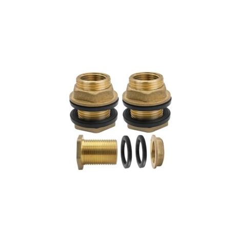 2 Pcs Raccord Citerne Eau de Pluie, Douille de Seau à Pluie en Laiton, pour Robinets Tonneau (Extérieur 1 pouce, Intérieur 6 points)