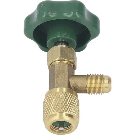 Llave de Servicio Gas R600a  Válvula de Aguja 7/16" a 1/4" SAE  Acople Metálico Profesional para Recarga de Frigoríficos