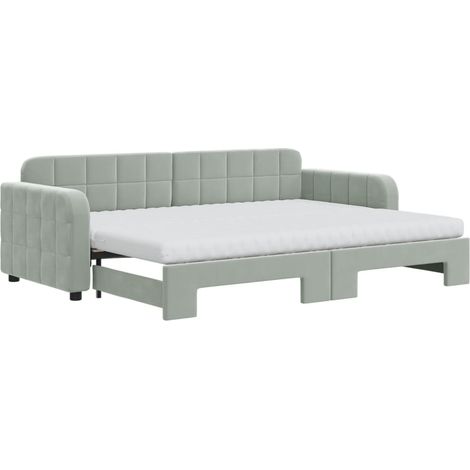 Maison Exclusive - Divano Letto Estraibile Materassi Grigio Chiaro 80x200 Velluto