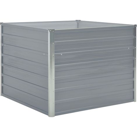INLIFE Jardinière 100 x 100 x 77 cm Gris Acier galvanisé (1/5)