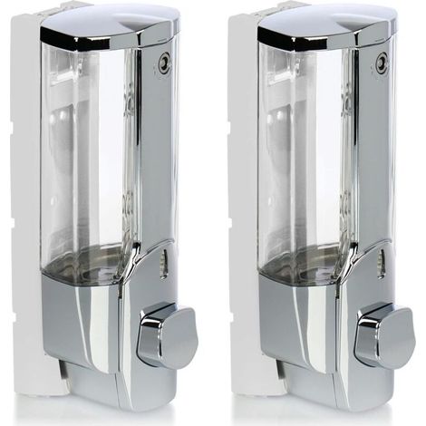 Distributeur de savon mural 2X rechargeable – Capacité 380 ml – Dimensions 19x8,5x7,5 cm – Pour gel douche et shampoing (1/5)