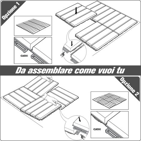 Lot 9 Dalles PVC Emboîtables pour Terrasse, Revêtement Sol Extérieur Antidérapant PP, Surface 0,81 m², 30x30x2cm, Noir (1/5)