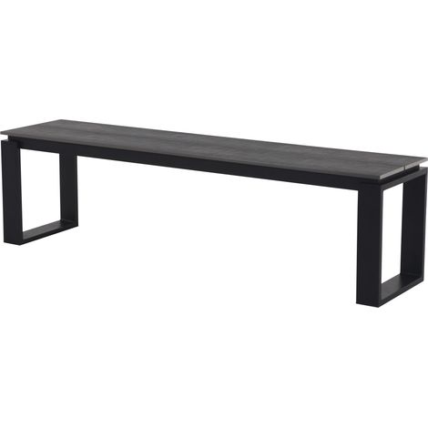 Ebuy24 – Banc de jardin noir et gris – Matériaux haute qualité – Résistant aux intempéries – Conception élégante pour terrasse et balcon