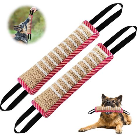 Boudin à Mordre pour Chien, 2 Pièces en Jute, Jouet Mordant Résistant avec Boucles, Idéal Chiens Moyens et Petits (1/5)