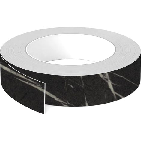1x Bande de chant ABS sans colle 23 mm x 5 m épaisseur 0,8 mm facile à appliquer bricolage étagère meuble panneau plan de travail bois stratifié, Pietra Grigia noir mat (1/3)