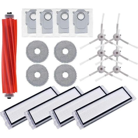 Kit d'accessoires de rechange pour aspirateur robot Q : pièces détachées, brosse latérale rotative, filtre HEPA, lingettes de nettoyage, sac à poussière. (1/5)