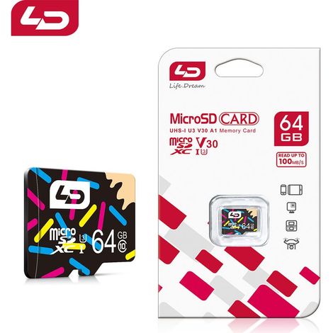 LD, 64 GB U1 Hochgeschwindigkeits-Speicherkarte, geeignet für Mobiltelefone und TF-Karten, kompatibel mit Drohnen und Kameras (1/5)