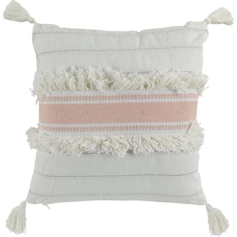 Coussin a pompons 40 x 40 cm Indira rose