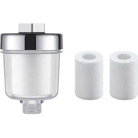 Kit de purification d'eau (1 filtre, 2 cotons) : filtre universel pour robinet, cuisine, salle de bain et douche, pour eau dure, filtration haute densité, coton PP (1/5)