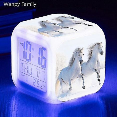 Réveil électronique lumineux multifonctionnel 7 couleurs, cadeau d'anniversaire pour enfants, gris. (1/4)