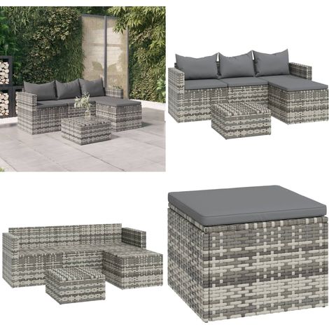 3-tlg. Garten-Lounge-Set mit Kissen Grau Poly Rattan - Gartenmöbel - Loungesessel - Outdoor Möbel - PE-Rattan - Garten Lounge Set - Home & Living (1/5)