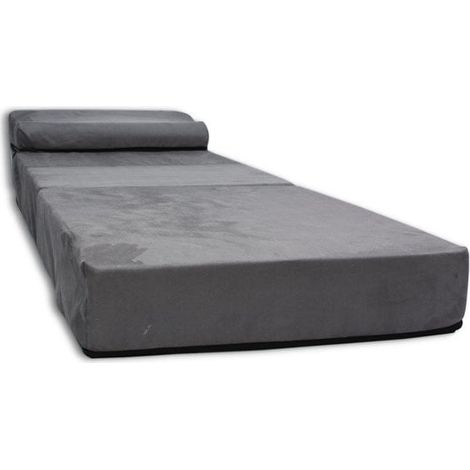 Colchón de invitados con almohada - 70cm x 200cm x 15cm - Plegable - Gris