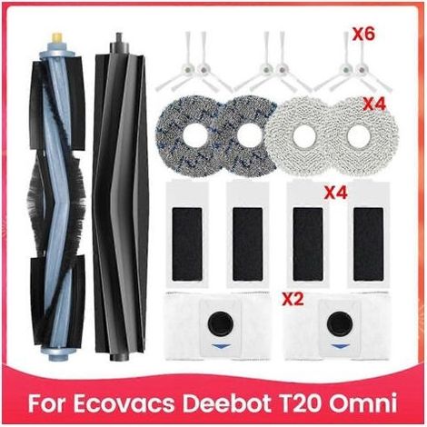 Kits de pièces détachées pour aspirateur Ecovacs Deebot T20 Omni : brosse latérale principale, filtres HEPA, chiffon de nettoyage, etc. (1/5)