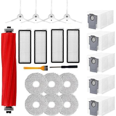 Lot de 22 pièces pour aspirateur robot Roborock Qrevo S/ Qrevo Pro/ Qrevo MaxV : brosse principale, brosse latérale, filtre HEPA et sac à poussière. (1/5)