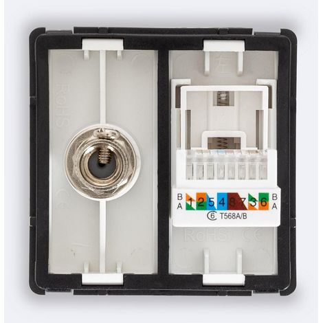 Prise Internet RJ45 CAT 6 + Satellite Modern Blanc