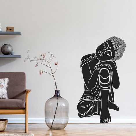 Sticker Mural - Bouddha - 197x352 cm - Noir (1/3)