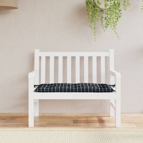 Coussin de banc de jardin carreaux noir 100x50x7cm tissu oxford
