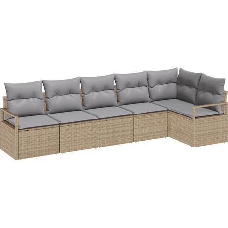 Maison Exclusive - Sofa Set 6 pcs Beige Poly-Rattan