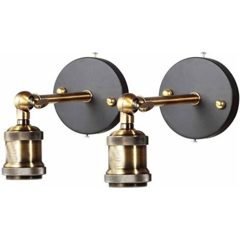 Appliques Murales Industrielles en Métal , Réglables pour Chambre, Cuisine, Restaurant (Blanc, Lot de 2)Appliques Murales Vintages Industrielles Eclairage Luminaires E27 en Métal Réglable Lampe Murale (1/5)