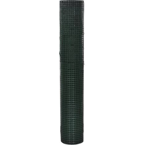 vidaXL Recinto Pollaio in Rete Zincato Rivestimento PVC 10x1 m Verde