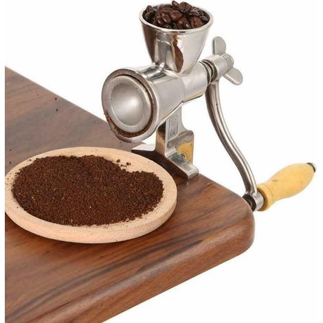 Macinino manuale in acciaio inox per chicchi di mais, farina, caffè e frutta secca. (1/5)