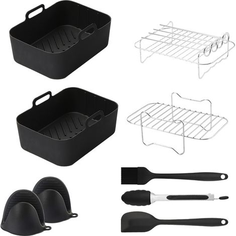 Accesorios para freidora de aire, parrilla con revestimiento de silicona (juego de 9 piezas) (1/4)