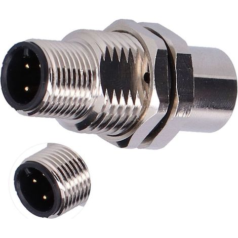 Connecteur mâle-femelle IP67, prise de panneau avec boîtier en laiton nickelé M12‑I‑4 (1/5)