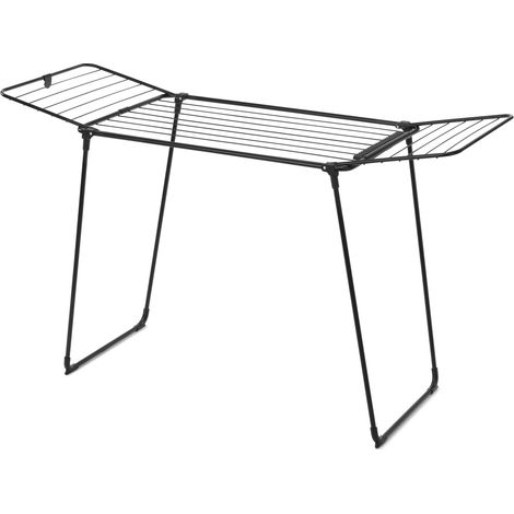 Brabantia HangOn Stendibiancheria di 18 metri (Matt Black), Stendipanni pieghevole e spazioso per un carico intero, Stendino ideale per capi grandi e piccoli, mollette non necessarie (1/5)