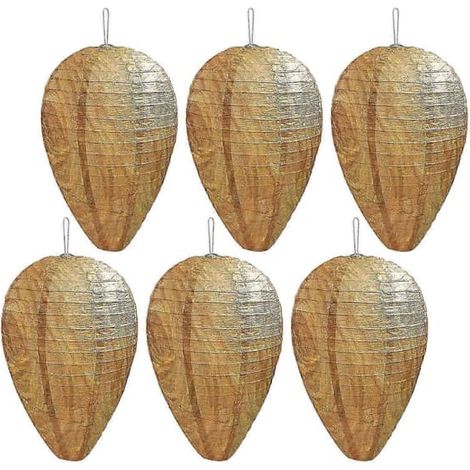 Lot de 6 faux nids de guêpes en papier à suspendre, pour éloigner les guêpes et les frelons de votre terrasse ou jardin extérieur [DB] (1/3)