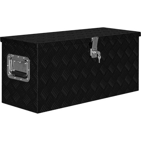 Boîte de Rangement, Coffre de Rangement de chantier en aluminium 80x30x35 cm Noir LKF96162 (1/5)