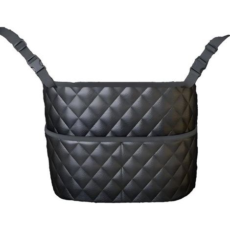 Borsa portaoggetti per auto in similpelle PU - Organizer - Grande capacità - Scatola portaoggetti per sedile auto - Nera (1/5)