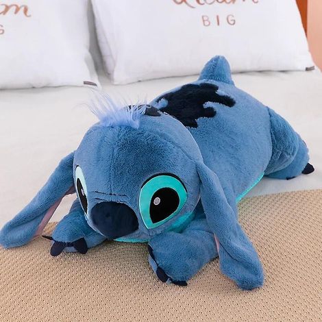 Peluche Stitch Disney 45/60/80 cm, coussin doux, position allongée, bleu foncé/clair, jouet mignon, cadeau Lilo Stitch - 80 cm (1/5)