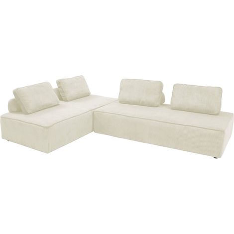 sweeek - 2er-Set modulare 2-Sitzer Sofas mit Cordbezug, Cord, Creme