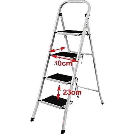 Escabeau, Acier robuste, Léger et portable, 4 étapes (1/2)