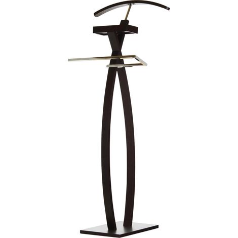 Idimex – Valet de chambre en bois lamellé brun foncé – Socle MDF – Support pour veste, pantalon et cravate – Design moderne (1/5)