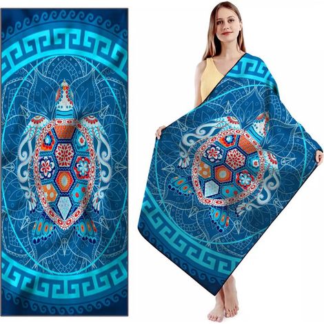 Serviette de plage Microfibre Sans Sable - 70x150 cm - Absorbante Séchage Rapide - 1 pièce - Bleu (1/5)