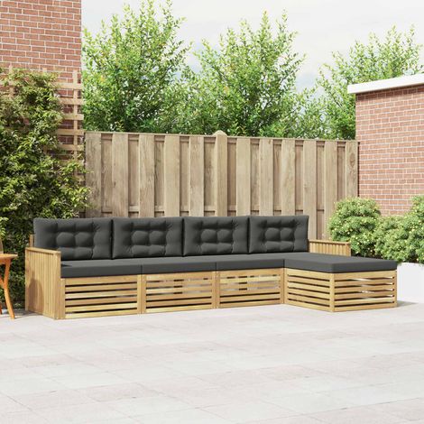 vidaXL Outdoor-Sofagarnitur 5 Stk. Weiß und Anthrazit (1/5)