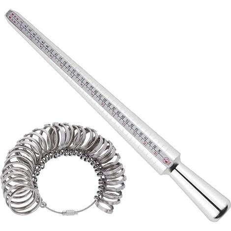 Metallringgröße - Schmuckmesswerkzeug-Set Ringgrößen-Dornstab Fingerlehre Ringmessung (1/5)