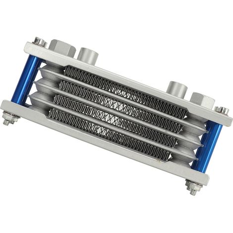 Kit 17 pièces Radiateur Refroidisseur d'Huile Moto en Aluminium 4 Rangées, Kit de Refroidissement Moteur pour Monkey 125cc-140cc, Bleu (1/5)