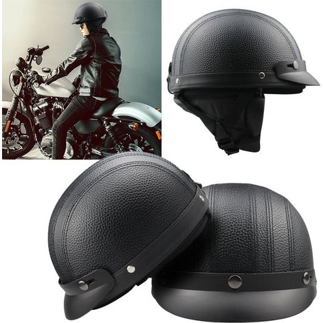 Motorcycle helmet, retro half-jet helmet, Harley motorcycle helmet, helmet with sun visor and sun protection, protective helmet for outdoor riding