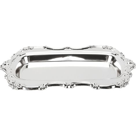 Plateau à bijoux vintage multifonctionnel en métal argenté, élégant et décoratif, idéal pour les desserts, les fruits et les en-cas. (1/5)