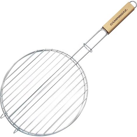 Griglia Doppia Rotonda Campingaz 40 Cm Con Manico Legno per Barbecue Fornacella