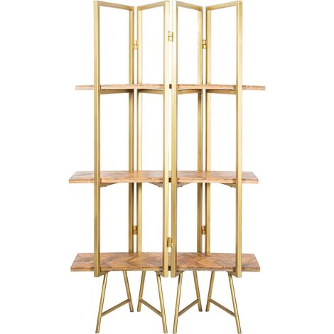 Étagère de Sol en métal avec 3 étagères en Bois doré et Naturel 101 x 36 x 183 cm (1/5)
