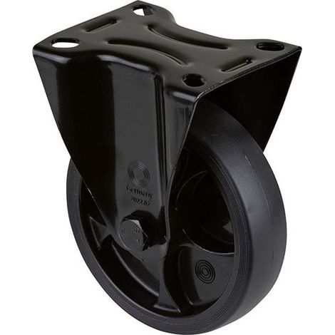 Ruota a botte D.125mm Trgf.120kg Piastra in gomma L104xB80mm Colore nero (1/3)