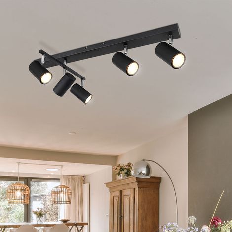 Deckenleuchte Spots schwarz Deckenleuchte GU10 5 Flammig Deckenlampe schwenkbar GU10, Metall, 5x GU10, LxBxH 70x35x17 cm