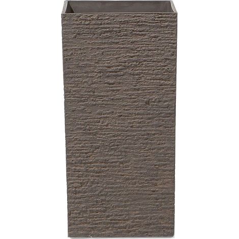 Haut Cache-Pot Marron Carré 30 x 30 x 60 cm Pot de Fleurs Robuste en Pierre et Polyrésine au Design Moderne Idéal pour Extérieur et Intérieur Beliani (1/5)