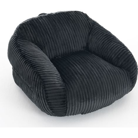 Sitzsack in Cord, Ergonomische Rückenlehne, Schaumstofffüllung, Dunkelgrau, 55 x 47 x 31 cm (1/5)